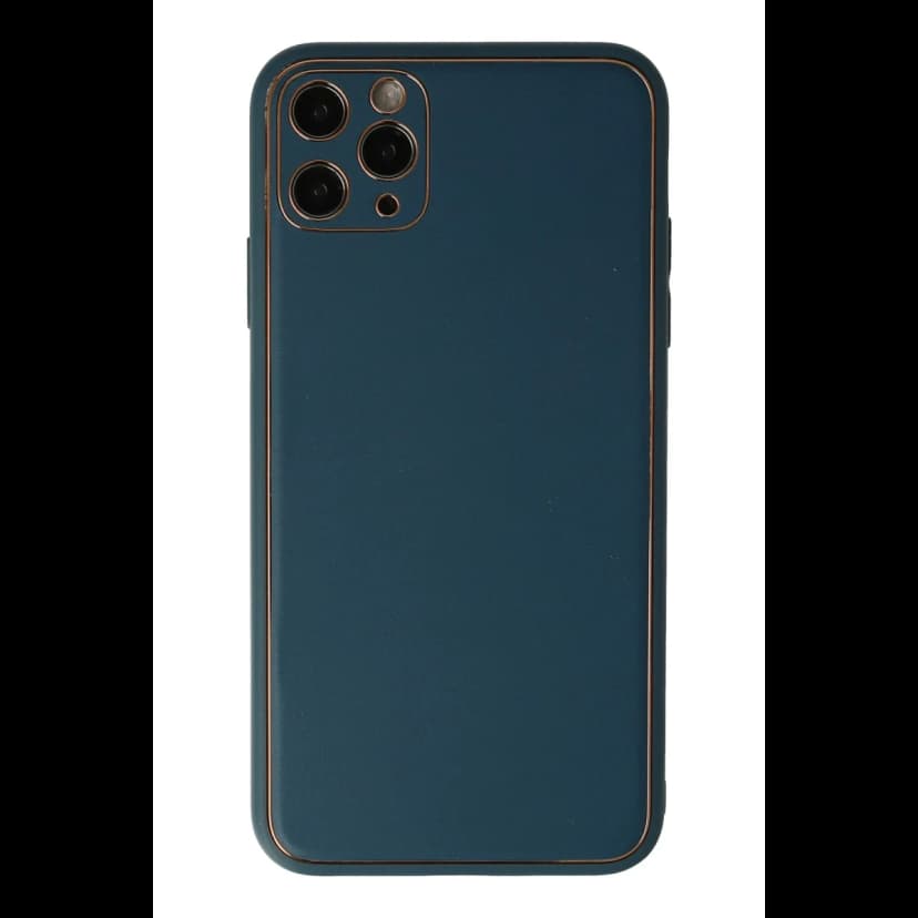 Newface Apple iPhone 11 Pro Max Kılıf Coco Deri Silikon Kapak - Mavi