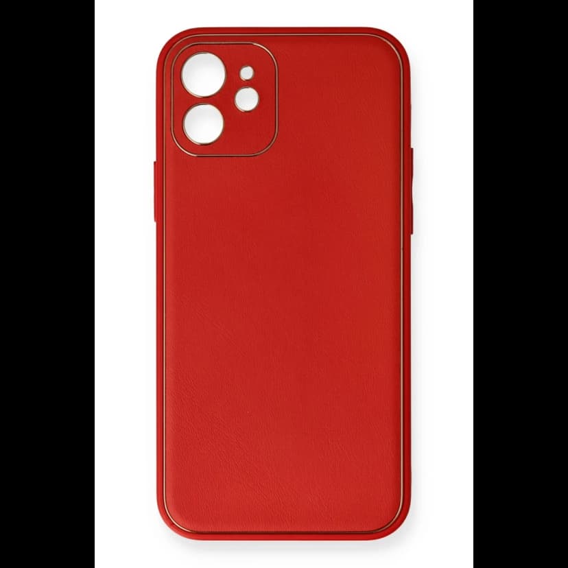 Newface Apple iPhone 12 Mini Kılıf Coco Deri Silikon Kapak - Kırmızı
