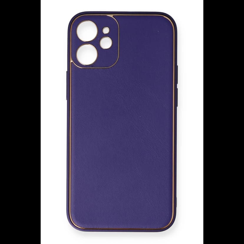 Newface Apple iPhone 12 Mini Kılıf Coco Deri Silikon Kapak - Mor