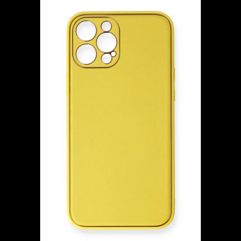 Newface Apple iPhone 12 Pro Kılıf Coco Deri Silikon Kapak - Sarı