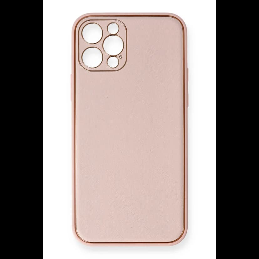 Newface Apple iPhone 12 Pro Kılıf Coco Deri Silikon Kapak - Pembe