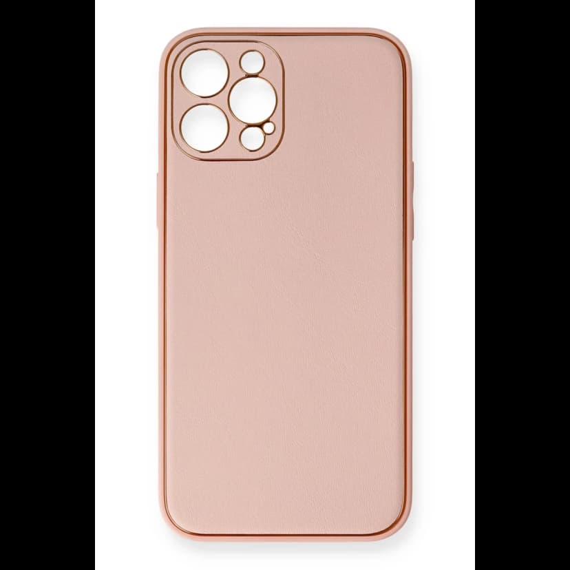 Newface Apple iPhone 12 Pro Max Kılıf Coco Deri Silikon Kapak - Pembe
