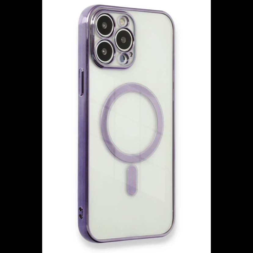 Newface Apple iPhone 13 Pro Kılıf Magneticsafe Lazer Silikon - Mor
