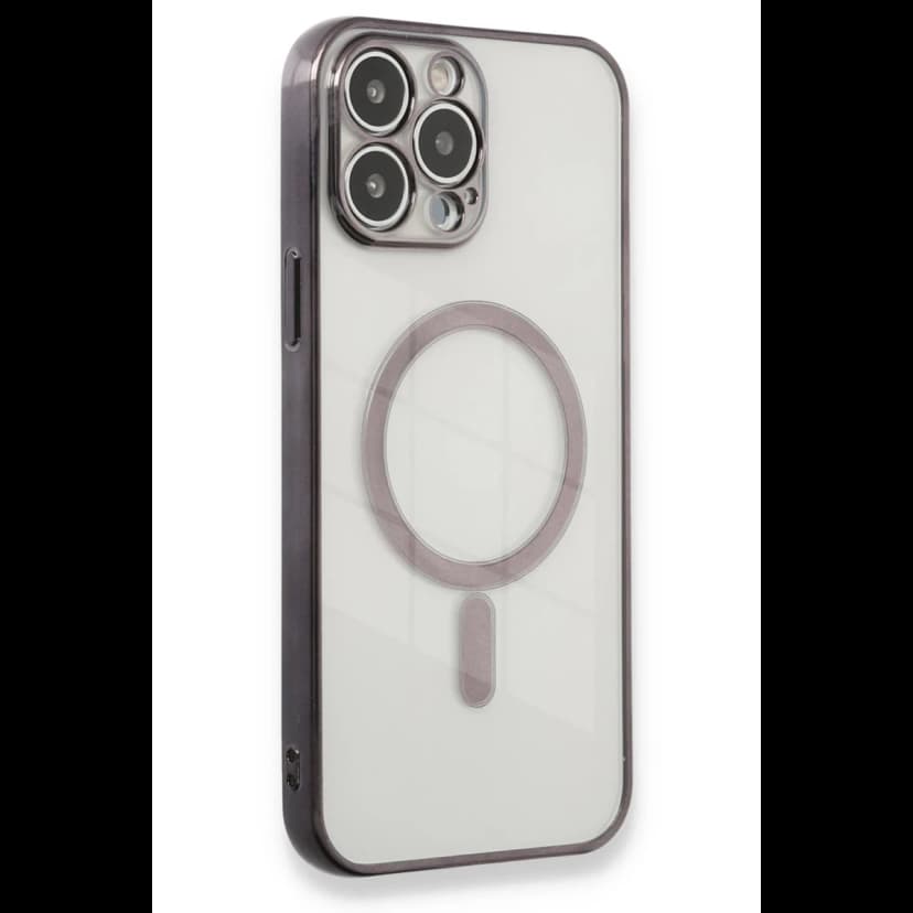 Newface Apple iPhone 13 Pro Max Kılıf Magneticsafe Lazer Silikon - Siyah