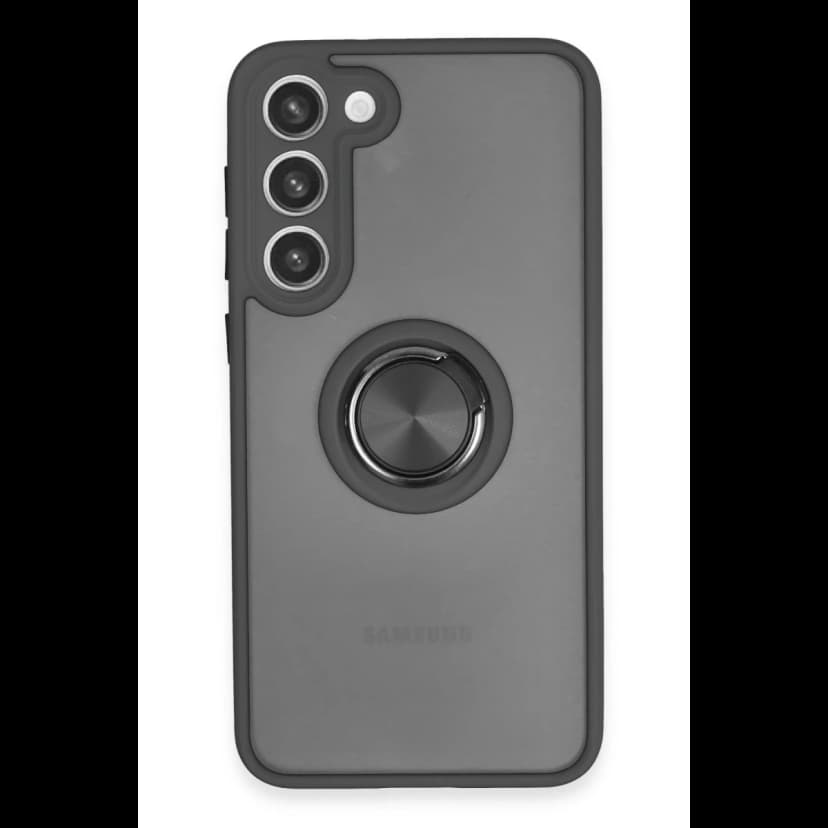 Newface Samsung Galaxy S23 Plus Kılıf Montreal Yüzüklü Silikon Kapak - Siyah