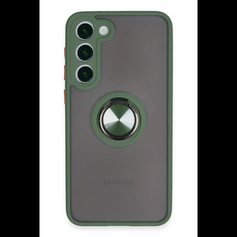 Newface Samsung Galaxy S23 Plus Kılıf Montreal Yüzüklü Silikon Kapak - Yeşil