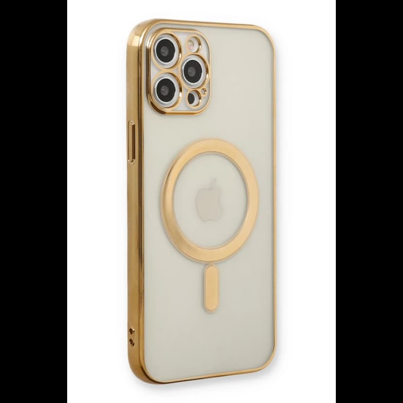 Newface Apple iPhone 12 Pro Kılıf Magneticsafe Lazer Silikon - Gold