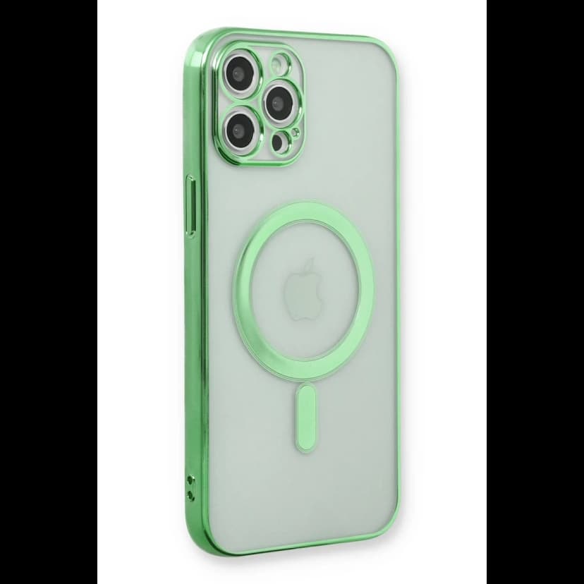 Newface Apple iPhone 12 Pro Kılıf Magneticsafe Lazer Silikon - Haki Yeşil