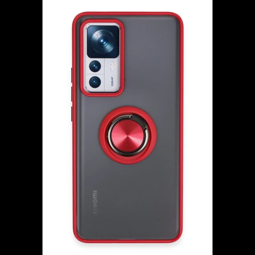 Newface Xiaomi Mi 12T Pro Kılıf Montreal Yüzüklü Silikon Kapak - Kırmızı