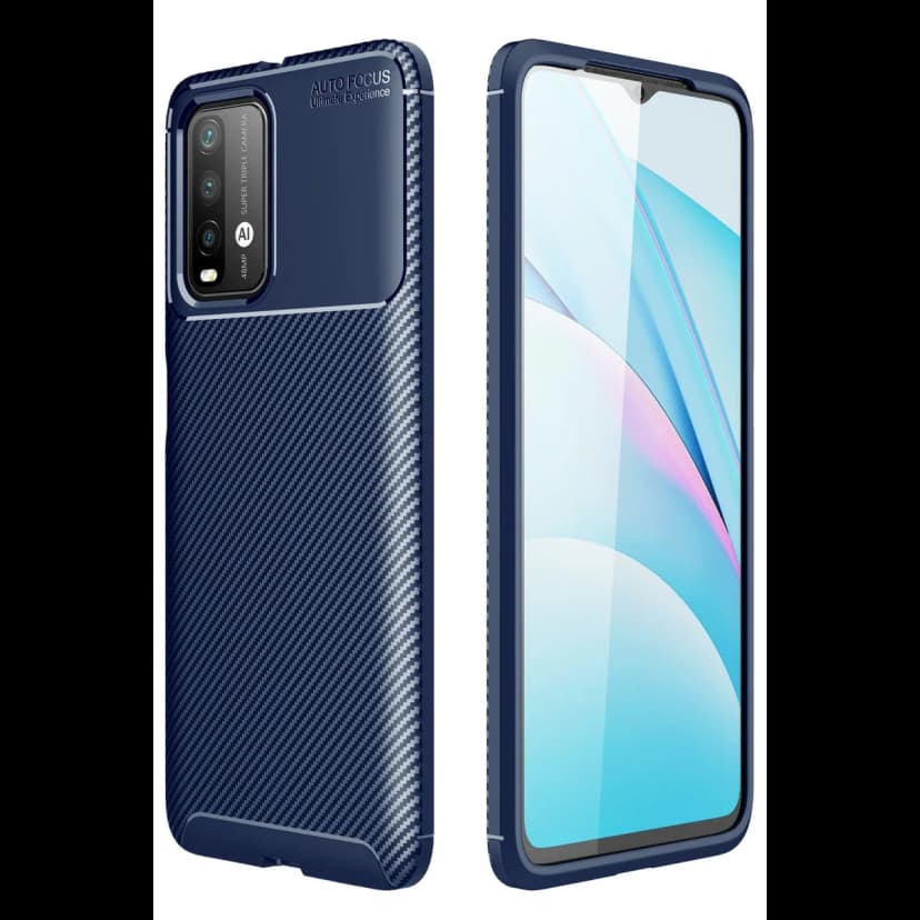Newface Xiaomi Redmi 9T Kılıf Auto Focus Karbon Kapak - Lacivert