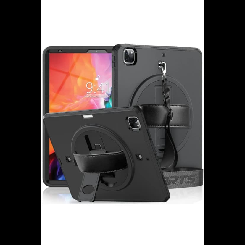 Newface Apple iPad Pro 12.9 (2021) Kılıf Strap-C Otterbox Tablet Kapak - Siyah