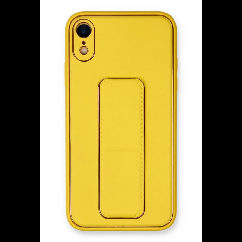 Newface Apple iPhone XR Kılıf Coco Deri Standlı Kapak - Sarı