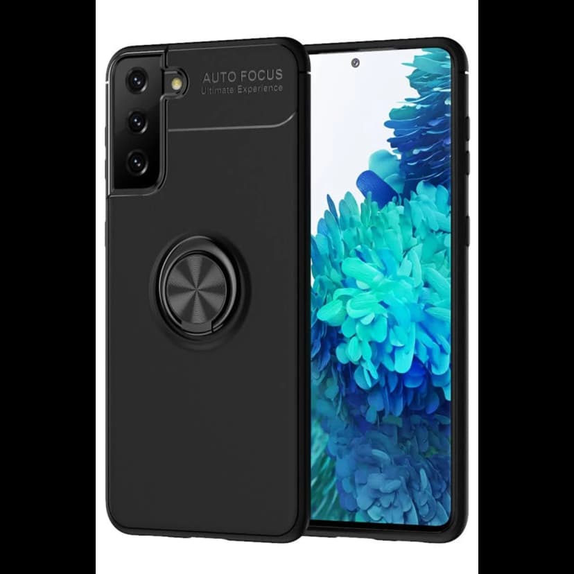 Newface Samsung Galaxy S21 Plus Kılıf Range Yüzüklü Silikon - Siyah
