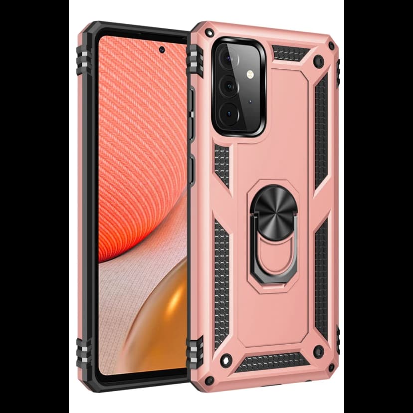 Newface Samsung Galaxy A72 Kılıf Sofya Yüzüklü Silikon Kapak - Rose