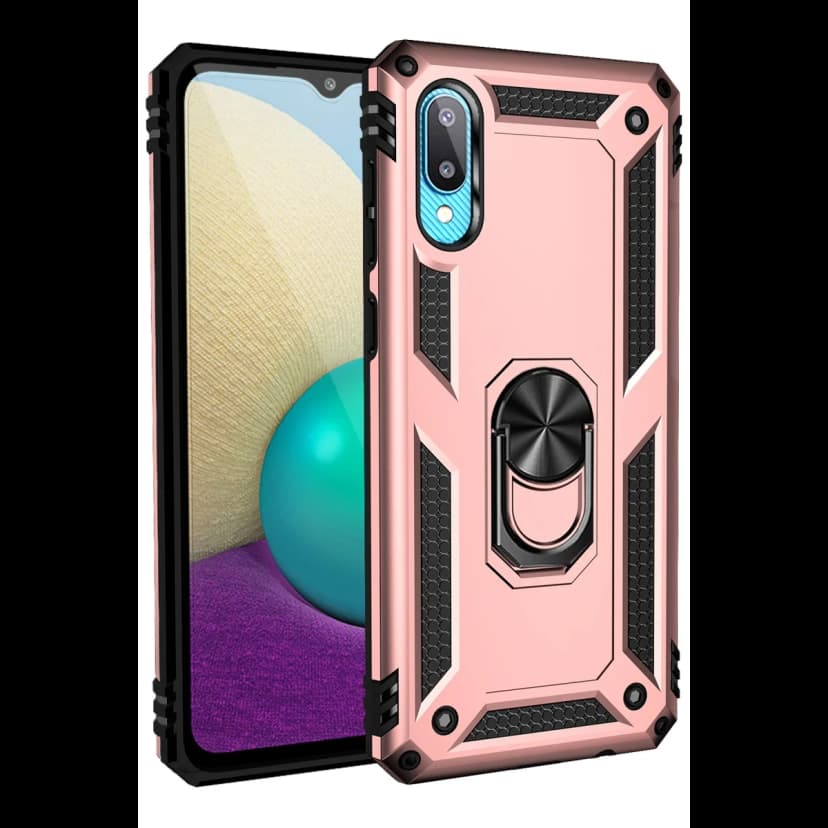 Newface Samsung Galaxy A02 Kılıf Sofya Yüzüklü Silikon Kapak - Rose