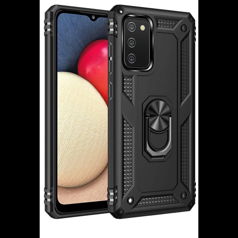 Newface Samsung Galaxy A02S Kılıf Sofya Yüzüklü Silikon Kapak - Siyah