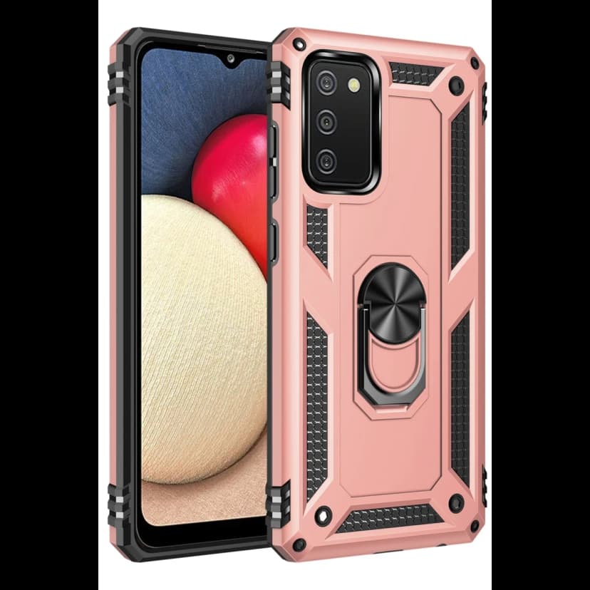 Newface Samsung Galaxy A02S Kılıf Sofya Yüzüklü Silikon Kapak - Rose