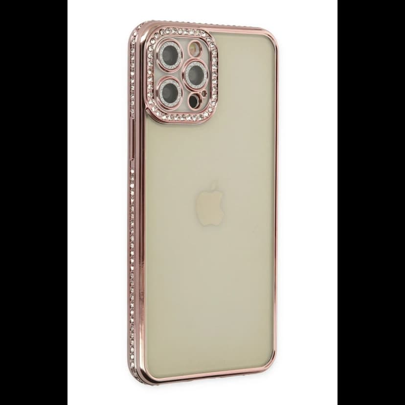 Newface Apple iPhone 12 Pro Kılıf Joke Taşlı Silikon - Pembe