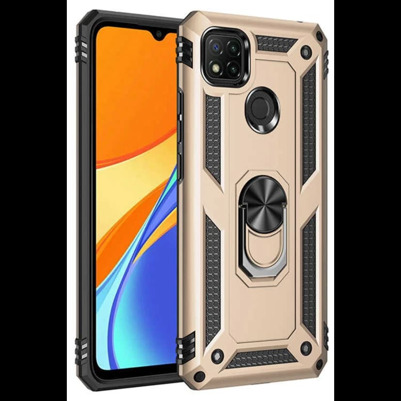 Newface Xiaomi Redmi 9C Kılıf Sofya Yüzüklü Silikon Kapak - Gold