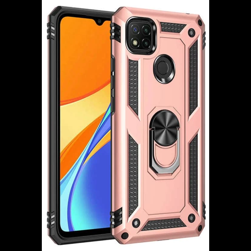Newface Xiaomi Redmi 9C Kılıf Sofya Yüzüklü Silikon Kapak - Rose