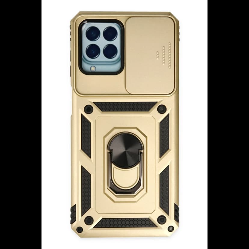 Newface Samsung Galaxy M33 Kılıf Pars Lens Yüzüklü Silikon - Gold