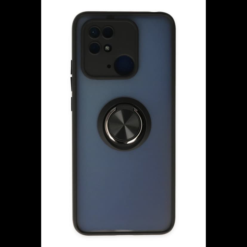 Newface Xiaomi Redmi 10C Kılıf Montreal Yüzüklü Silikon Kapak - Siyah