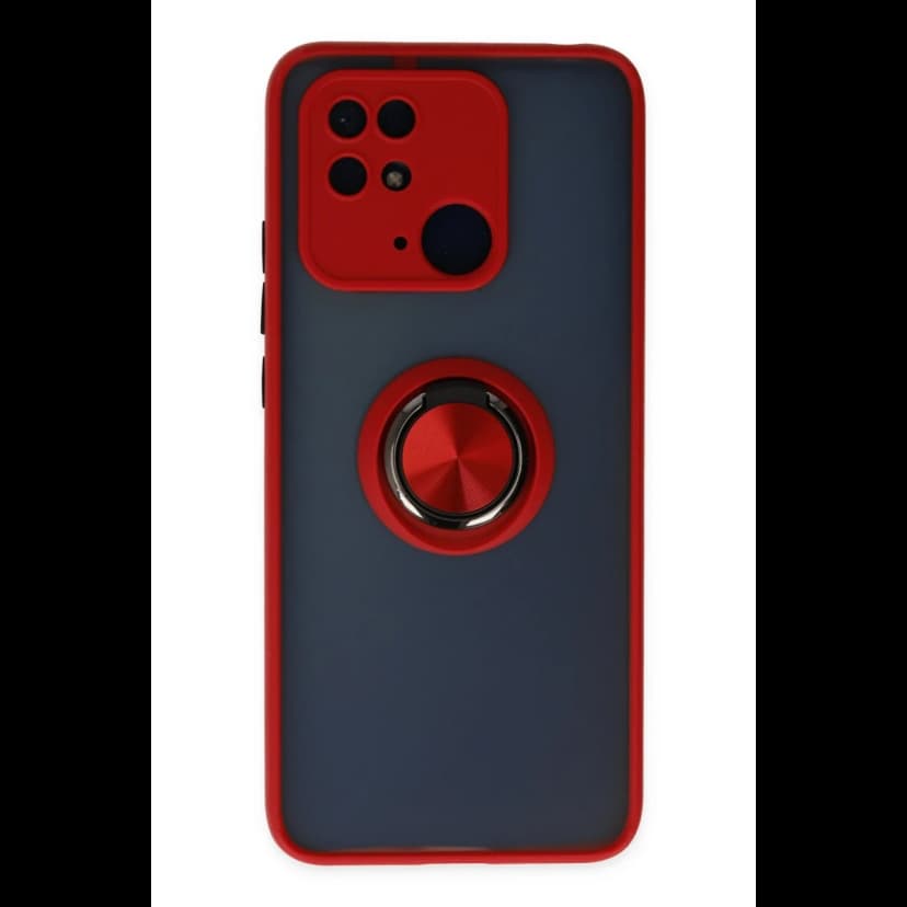 Newface Xiaomi Redmi 10C Kılıf Montreal Yüzüklü Silikon Kapak - Kırmızı