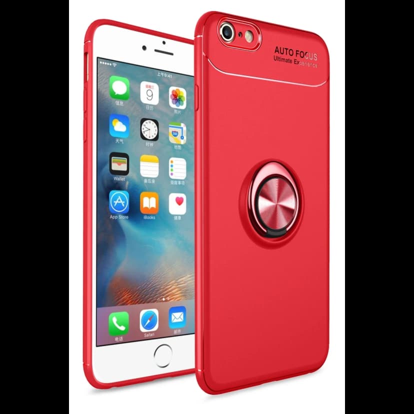 Newface Apple iPhone 6 Kılıf Range Yüzüklü Silikon - Kırmızı