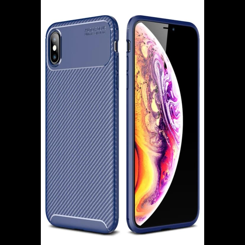 Newface Apple iPhone XS Max Kılıf Auto Focus Karbon Kapak - Lacivert