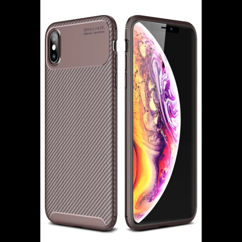 Newface Apple iPhone XS Max Kılıf Auto Focus Karbon Kapak - Kahverengi