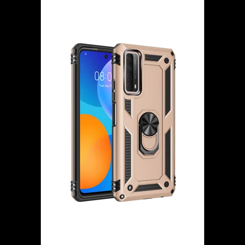 Newface Huawei P Smart 2021 Kılıf Sofya Yüzüklü Silikon Kapak - Gold