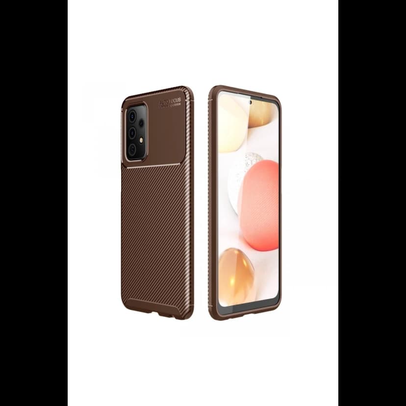 Newface Samsung Galaxy A72 Kılıf Auto Focus Karbon Kapak - Kahverengi