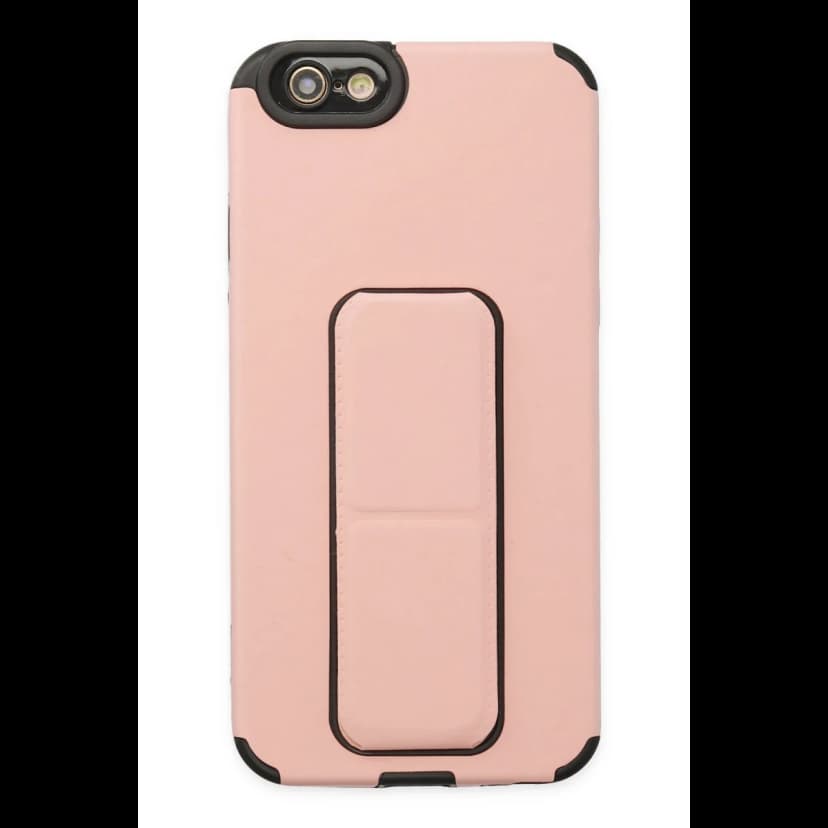 Newface Apple iPhone 6 Kılıf Mega Standlı Silikon - Pudra