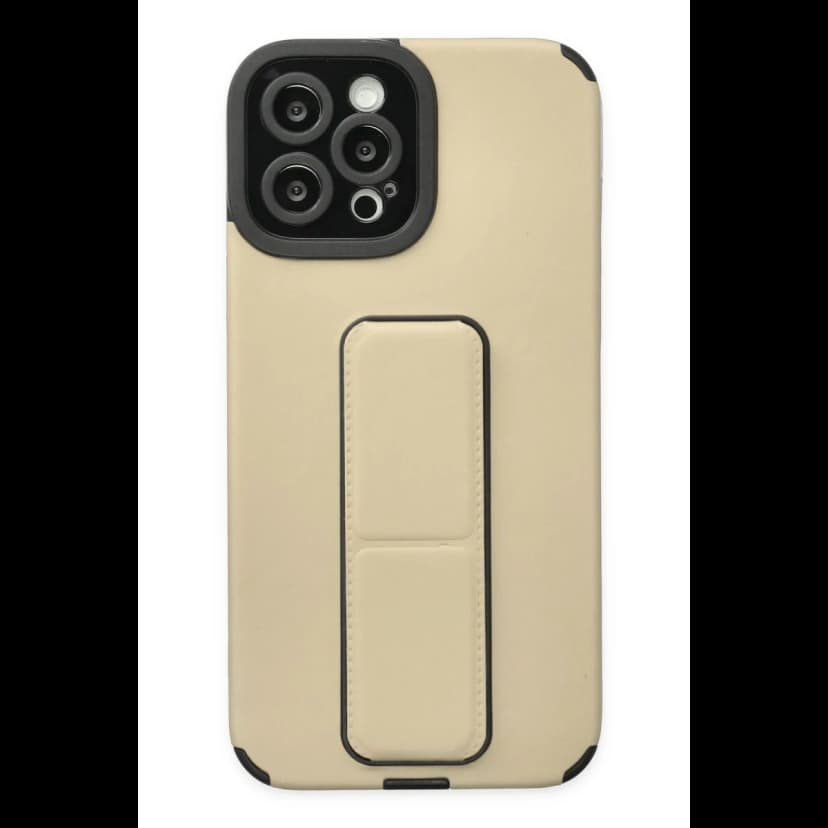 Newface Apple iPhone 12 Pro Max Kılıf Mega Standlı Silikon - Gold