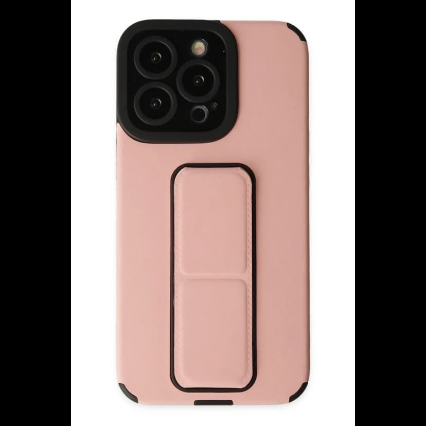 Newface Apple iPhone 13 Pro Kılıf Mega Standlı Silikon - Pudra