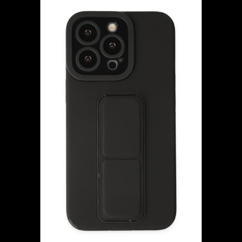 Newface Apple iPhone 13 Pro Max Kılıf Mega Standlı Silikon - Siyah