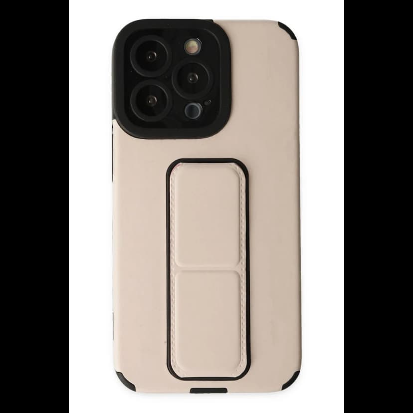 Newface Apple iPhone 13 Pro Max Kılıf Mega Standlı Silikon - Gold