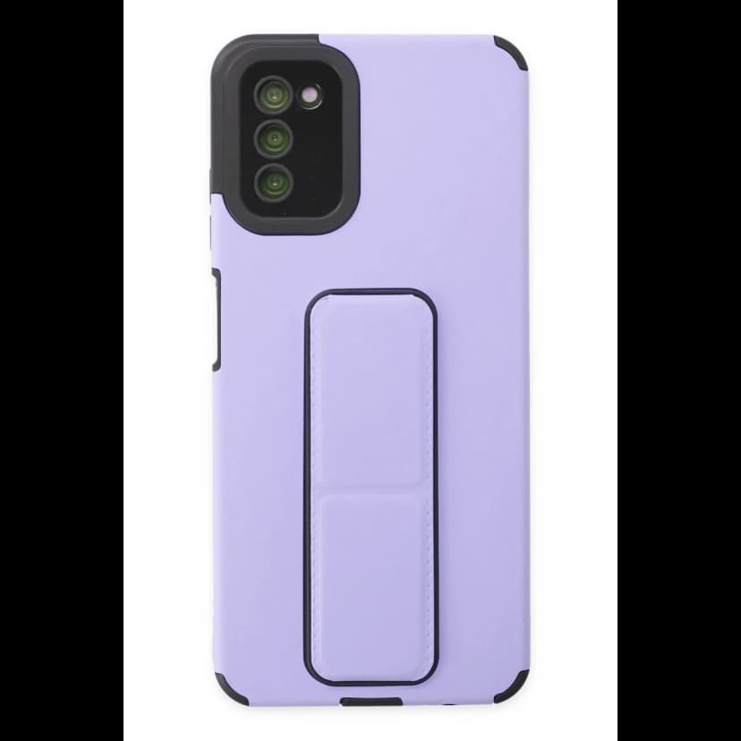 Newface Samsung Galaxy A03S Kılıf Mega Standlı Silikon - Lila