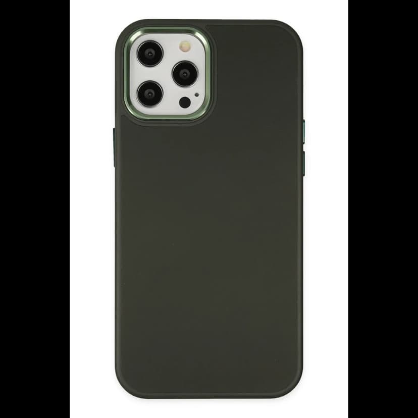 Newface Apple iPhone 12 Pro Max Kılıf Asya Deri Silikon - Koyu Yeşil
