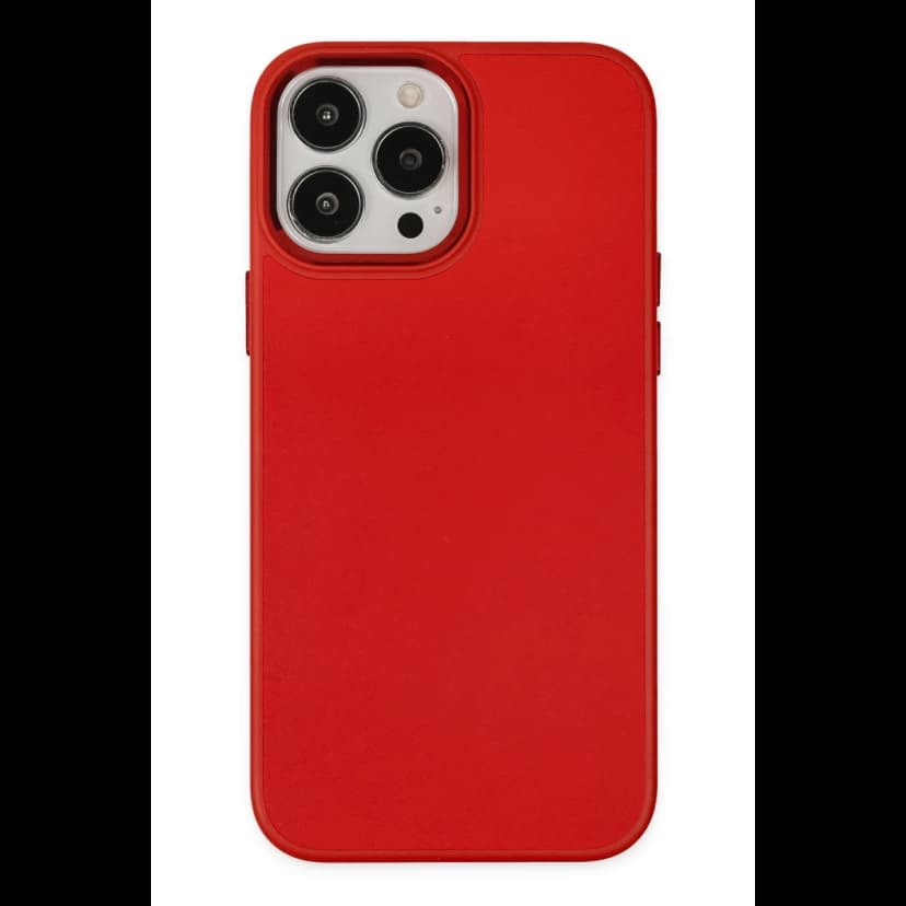 Newface Apple iPhone 13 Pro Max Kılıf Asya Deri Silikon - Kırmızı