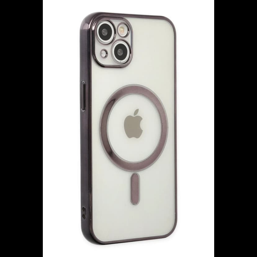 Newface Apple iPhone 14 Plus Kılıf Magneticsafe Lazer Silikon - Siyah
