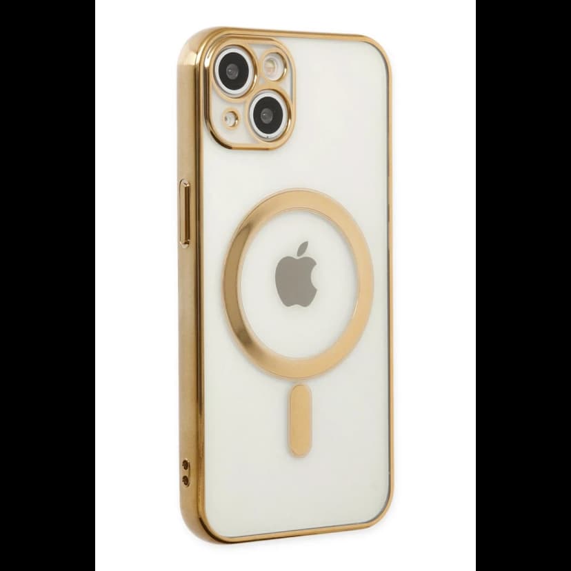 Newface Apple iPhone 14 Plus Kılıf Magneticsafe Lazer Silikon - Gold