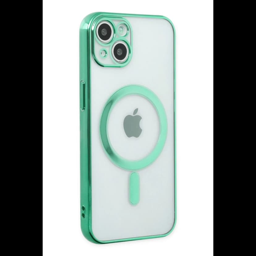 Newface Apple iPhone 14 Plus Kılıf Magneticsafe Lazer Silikon - Haki Yeşil