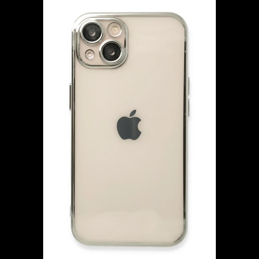 Newface Apple iPhone 14 Plus Kılıf Razer Lensli Silikon - Gümüş