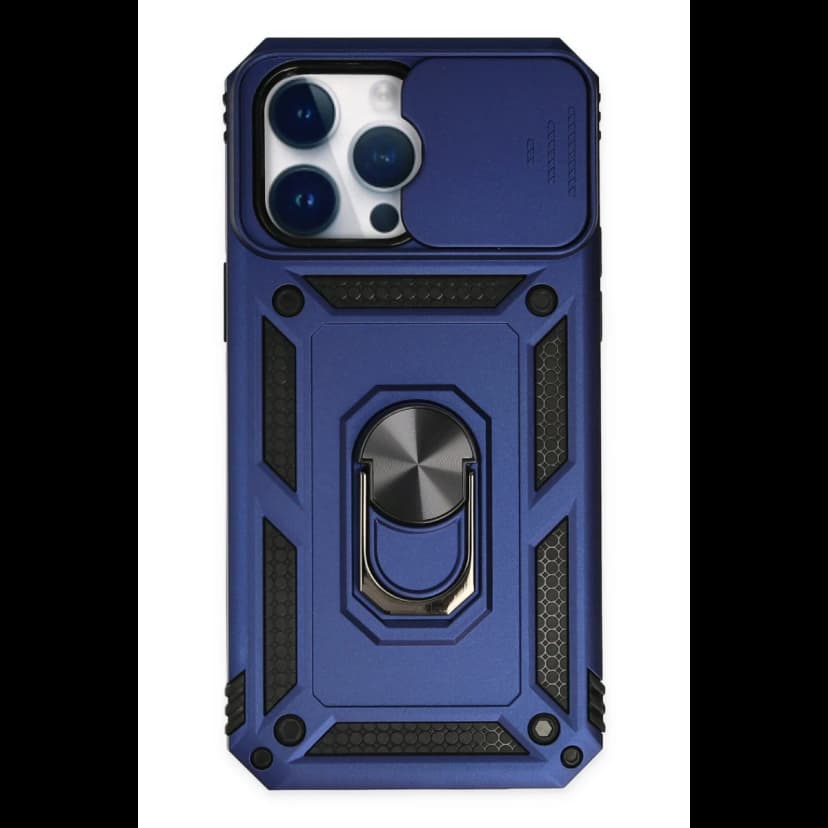 Newface Apple iPhone 14 Pro Kılıf Pars Lens Yüzüklü Silikon - Lacivert