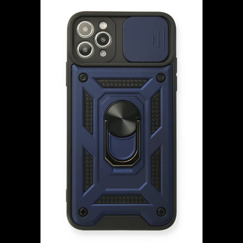 Newface Apple iPhone 11 Pro Kılıf Pars Lens Yüzüklü Silikon - Lacivert