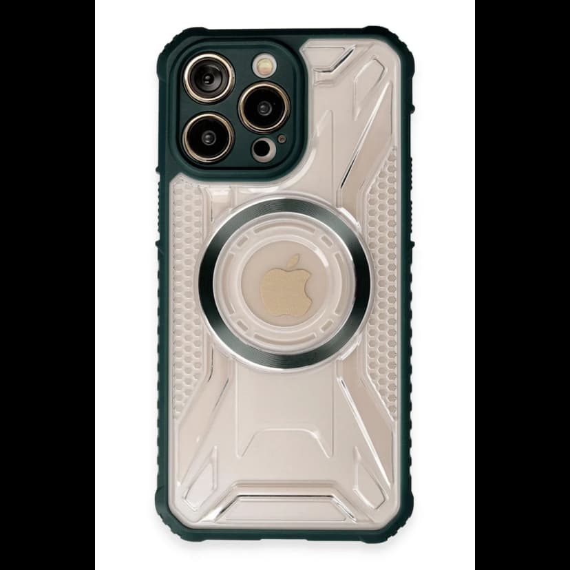 Newface Apple iPhone 13 Pro Max Kılıf Prag Magneticsafe Kapak - Koyu Yeşil