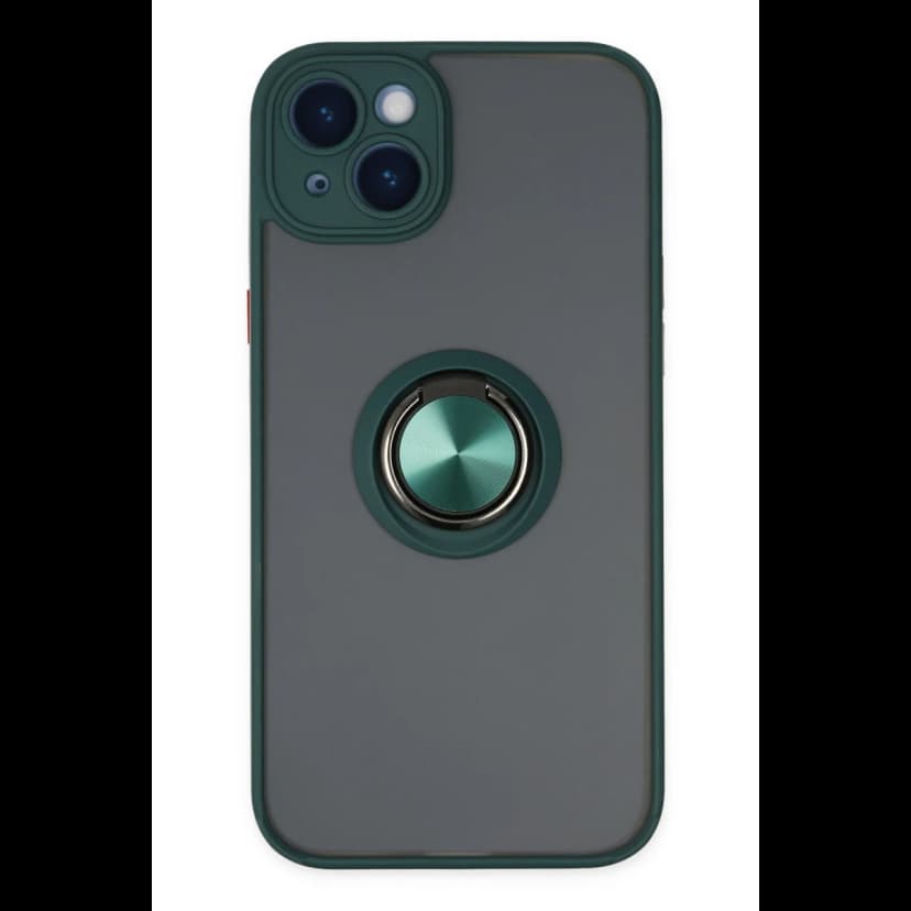 Newface Apple iPhone 14 Kılıf Montreal Yüzüklü Silikon Kapak - Yeşil