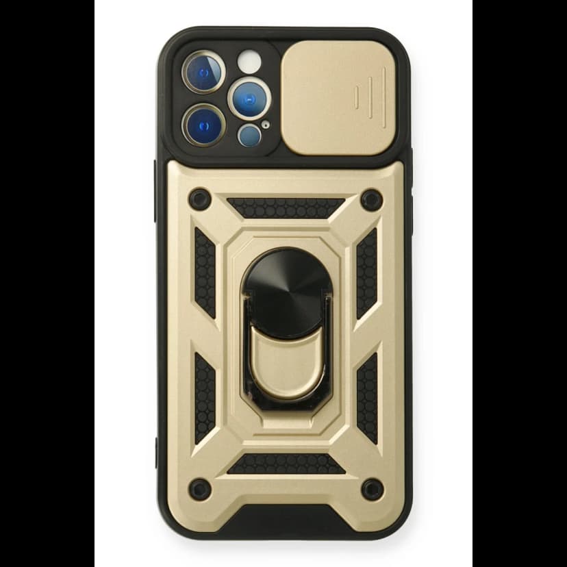 Newface Apple iPhone 12 Pro Kılıf Pars Lens Yüzüklü Silikon - Gold