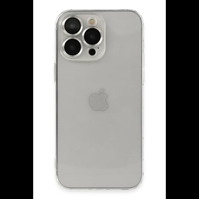 Newface Apple iPhone 13 Pro Max Kılıf Luko Lens Silikon - Gümüş